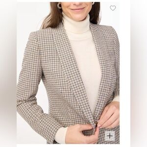 NWT J. Crew Wool Blazer, 20, Tan/Black Checked